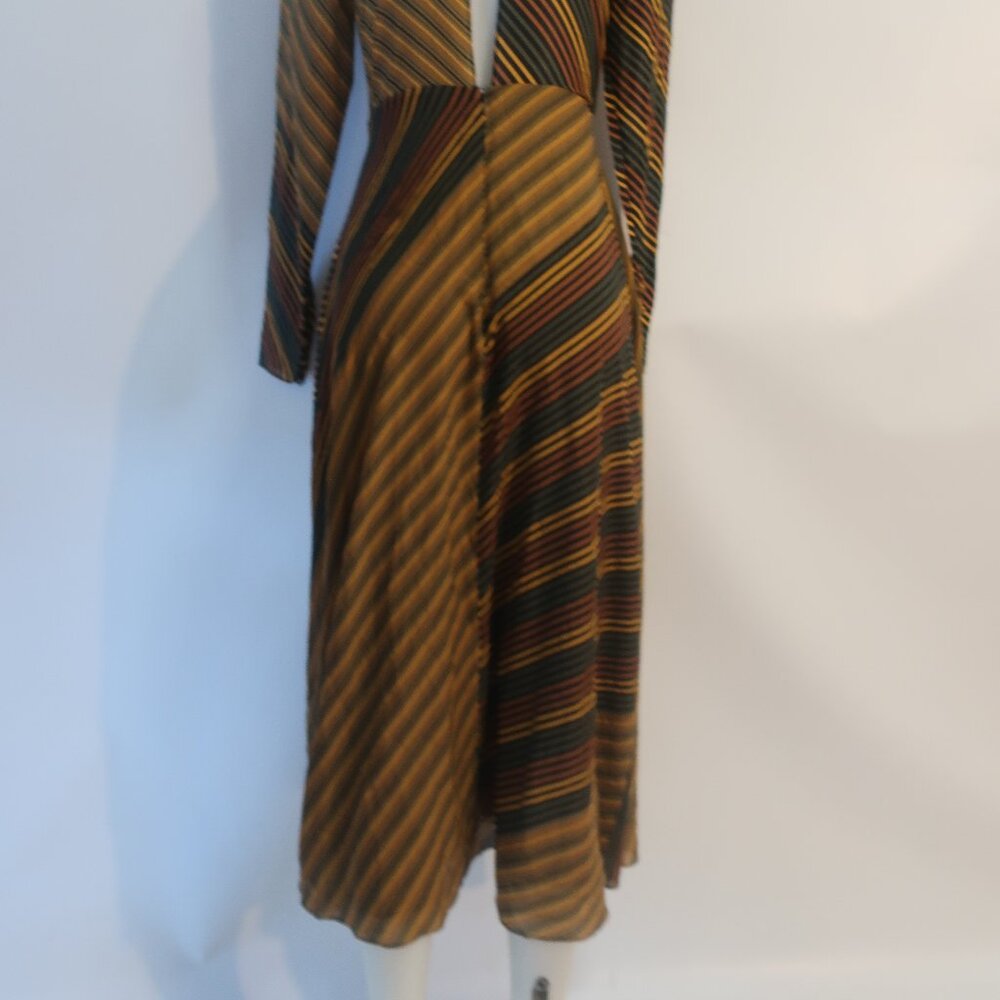NWT Womens Ronny Kobo Ronny Kobo Brown Black Striped Mock Neck Noven Dress S - Picture 15 of 16